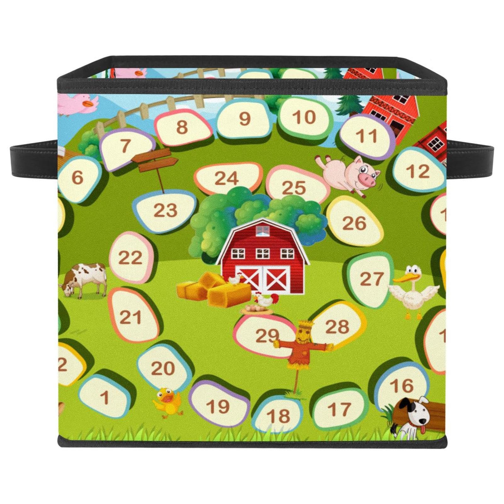 Boîte de rangement pliable cube en tissu pour placard et jouets de ferme