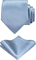 TieGUStyle Men's Solid Black Satin Necktie & Pocket Square Set in Premium Gift Box - Formal Wedding Tie