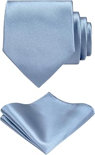 TieGUStyle Men's Solid Black Satin Necktie & Pocket Square Set in Premium Gift Box - Formal Wedding Tie