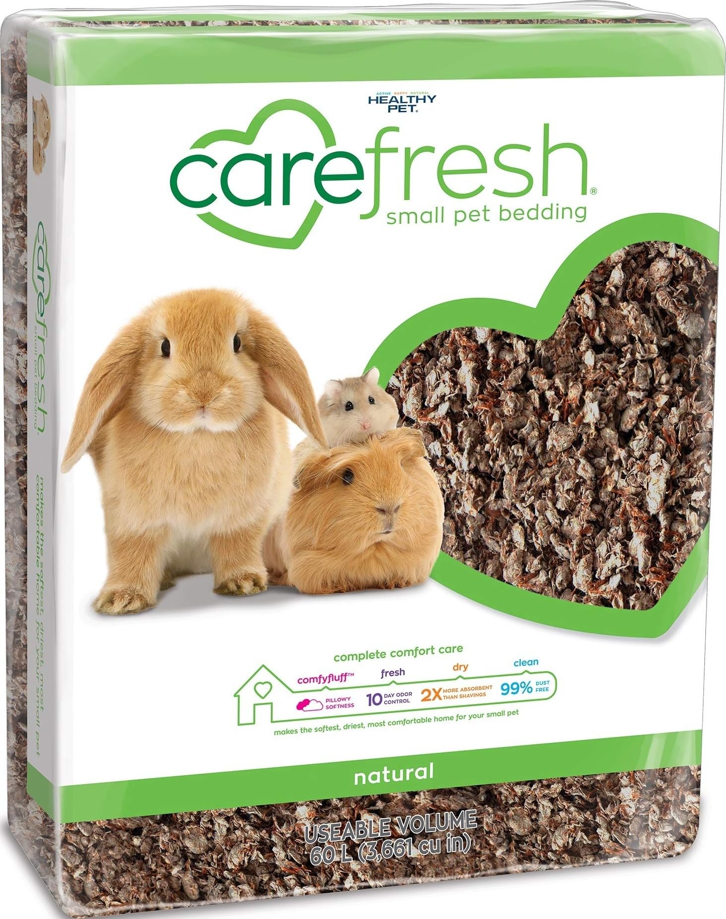 Carefresh 99% Dust-Free Natural Paper Small Pet Bedding with Odor Control, 60 L