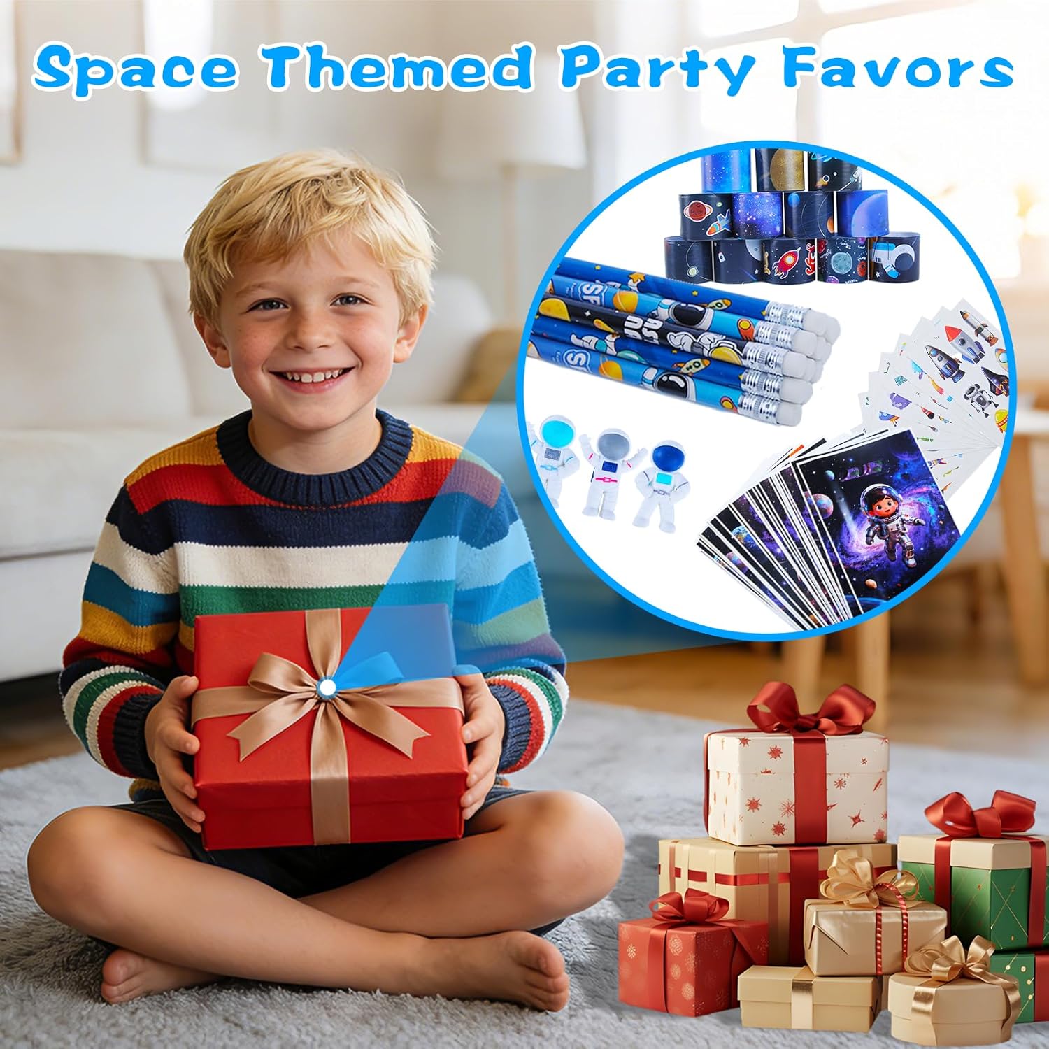 Space Stationery Party Pack, 24 Pack Space Party Favors Including Mini Notebooks Pencils Erasers for Birthday Party Gifts