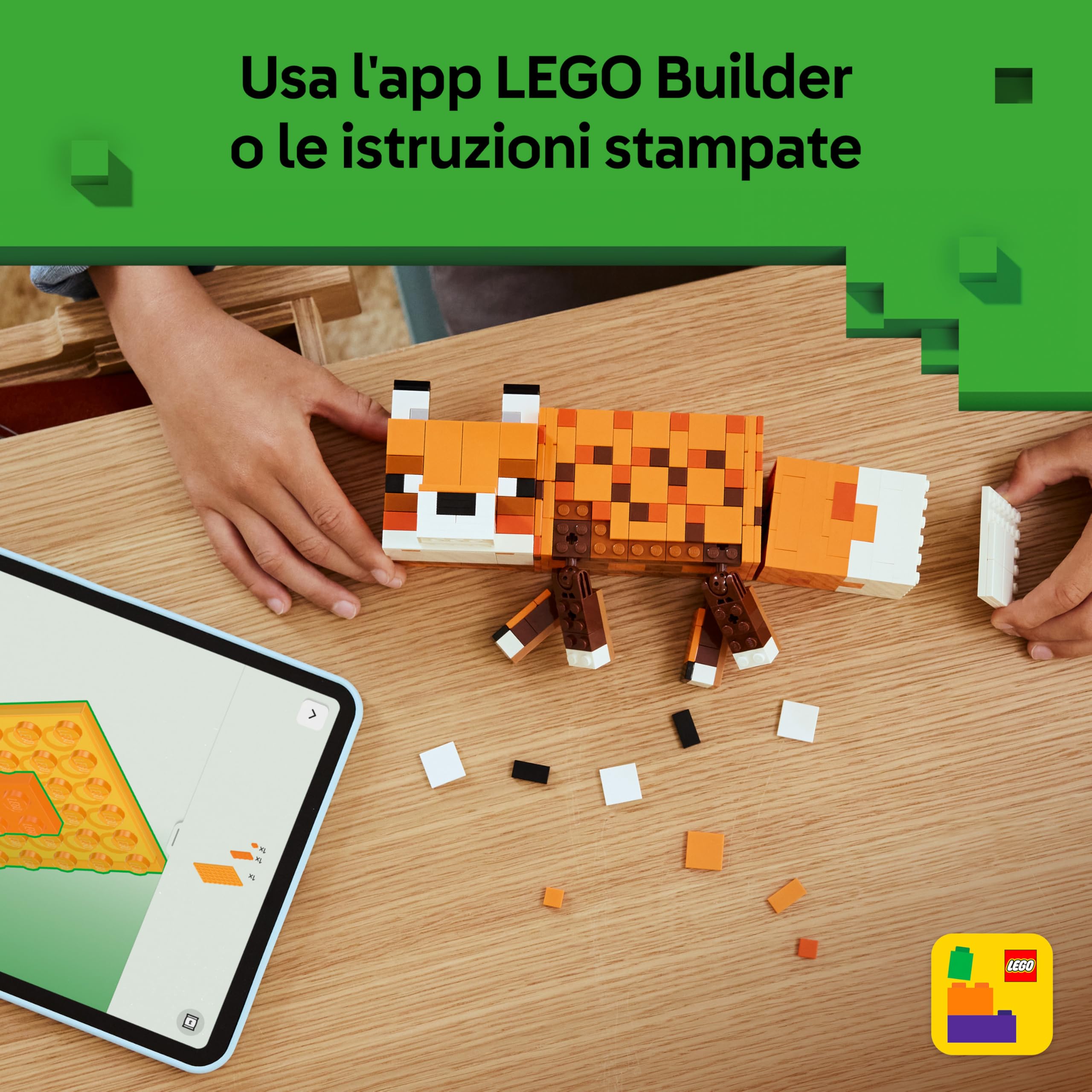 LEGO Minecraft La Volpe Giocattolo - Puzzle Animale 3D con Accessori - Decorazione per la Gaming Room o per la Camera da Letto - Idea Regalo di Compleanno per Bambini, Bambine e Fan da 10 Anni - 21588