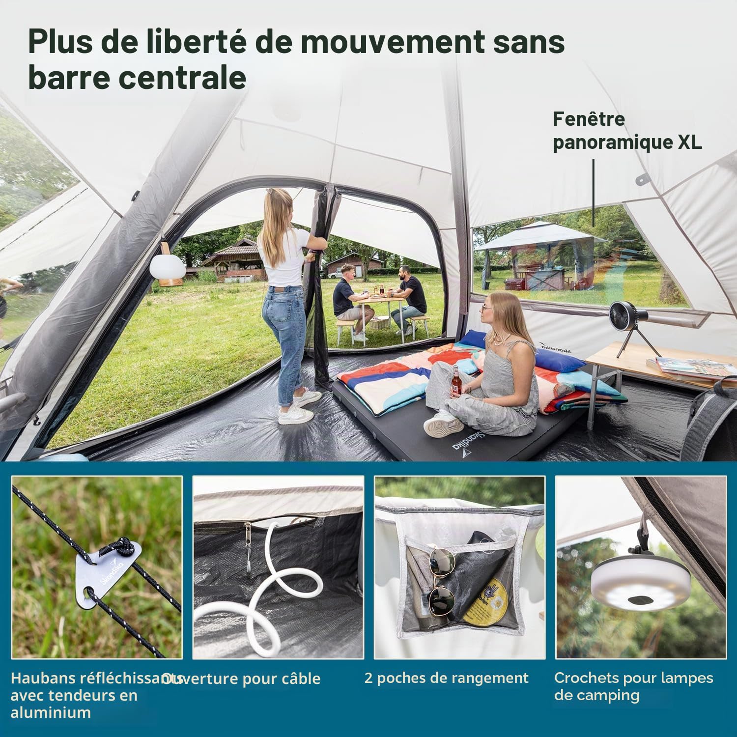 Skandika Tente Gonflable Tipi Hetta 460 Air Protect | Tente de Camping familiale Gonflable 6 Personnes, Hauteur de 2,95 m, étanche, Sol Cousu, Protection UV 50+ | Camping, Festival, Tipi Indien