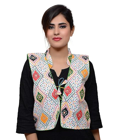Kutchi Printed Jacket - White