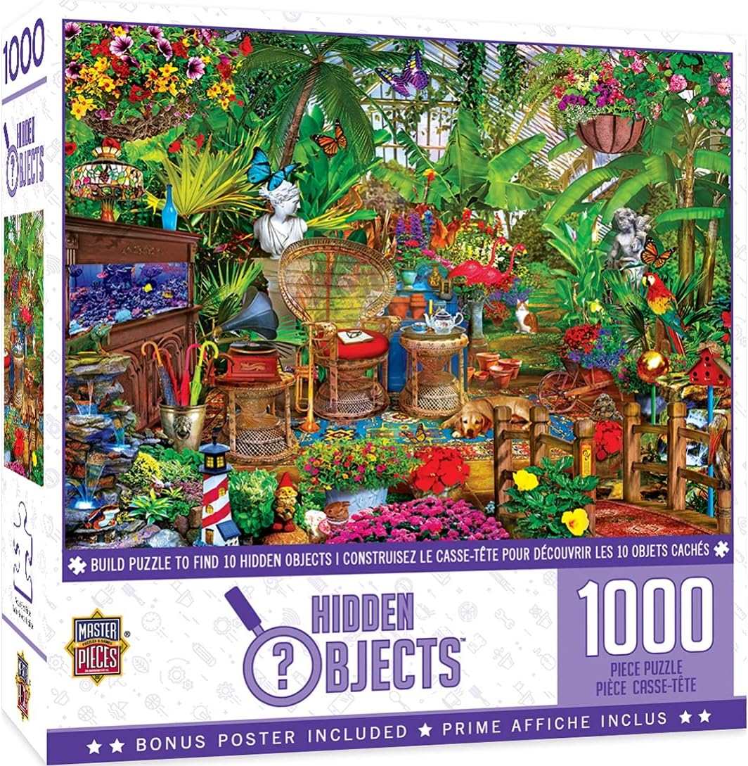 MasterPieces 1000 Piece Seek & Find Jigsaw Puzzle for Adults, Family, Or Youth - Garden Hideaway - 19.25"x26.75"