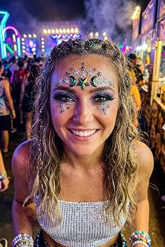 Cosmic Shine Holografik Ay ve Y ld z Fig rl  Y z Ta  Parti Festival Makeup Aksesuar