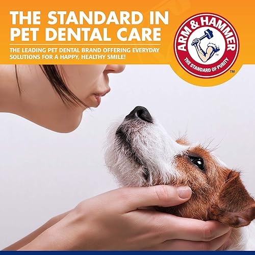 Vista 10 de Arm & Hammer para mascotas kit de 3 piezas para control del sarro para perros, contiene pasta, cepillo de dientes y cepillo para el dedo, reduce