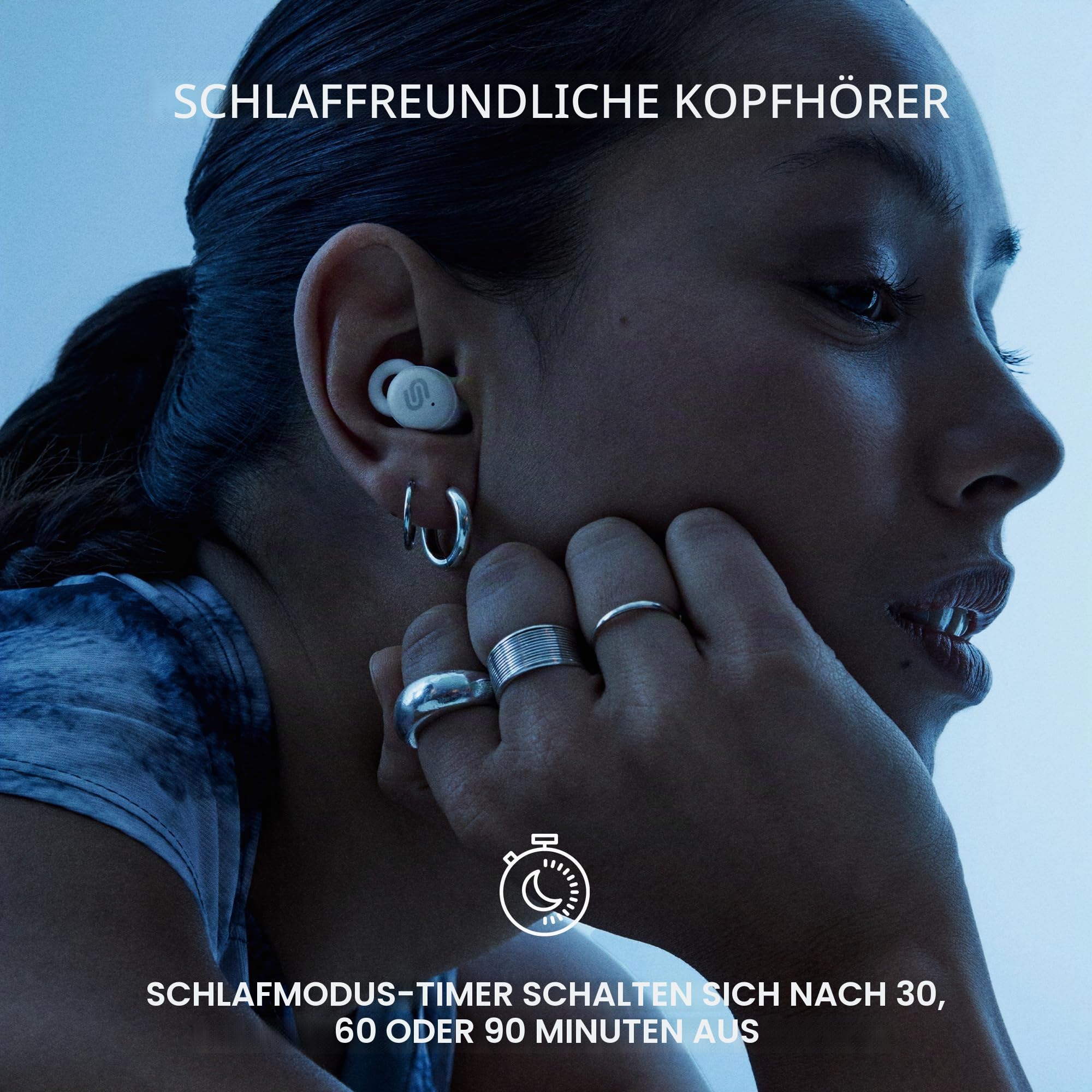 Urbanista Mini Schlafkopfhörer Sleep Earbuds, Geräuschblockierung Ohrhörer, Seitenschläfer, 27h Wiedergabe, Einstellbare Sleep-Timer, Bequemes flaches Design, Bluetooth 5.4, 3 EQ-Modus, Porto