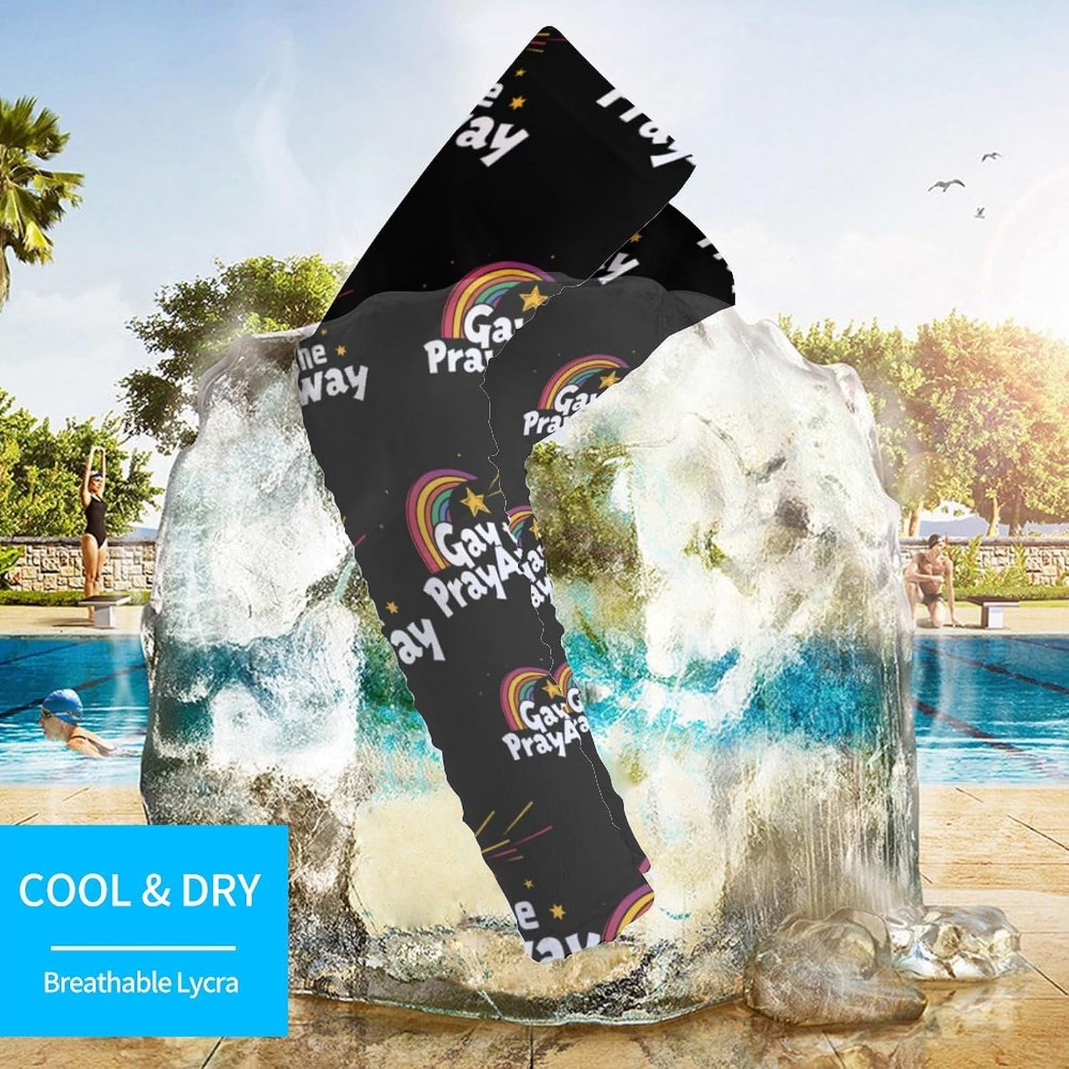 Gay The Pray Away Arm Sleeves Cooling Sun Protection Sports Compression for Golf Basketball