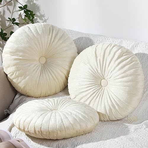 Namalu Almohada redonda de 13.8 pulgadas, almohada decorativa redonda de terciopelo para el suelo, cojín de calabaza pequeña para sala de estar,