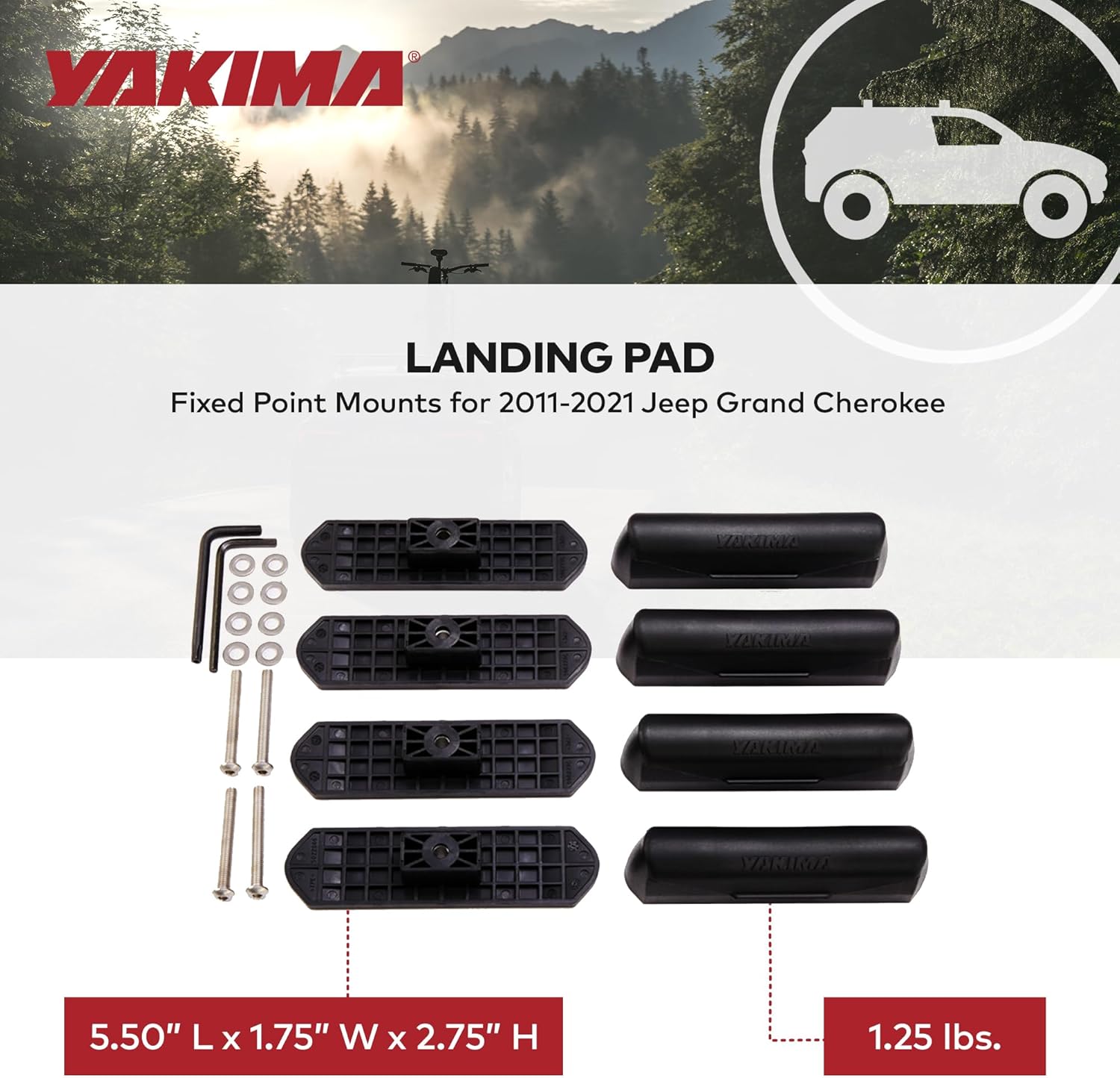 YAKIMA, Landing Pad Fixed Point Tower Installation for Naked Rooftops, 18 (set of 4)