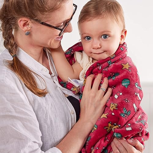 Miniatura 7 de DaysU Manta de franela de felpa Sherpa para niñas y niños, manta portátil reversible de microforro polar suave para cuna con estampado de animales