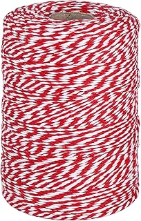 Vivifying Red and White Twine, 656 Feet 2mm Cotton Bakers Twine String for Gift Wrapping, Baking, Butchers, DIY Crafts, Tying Cake and Pastry Boxes