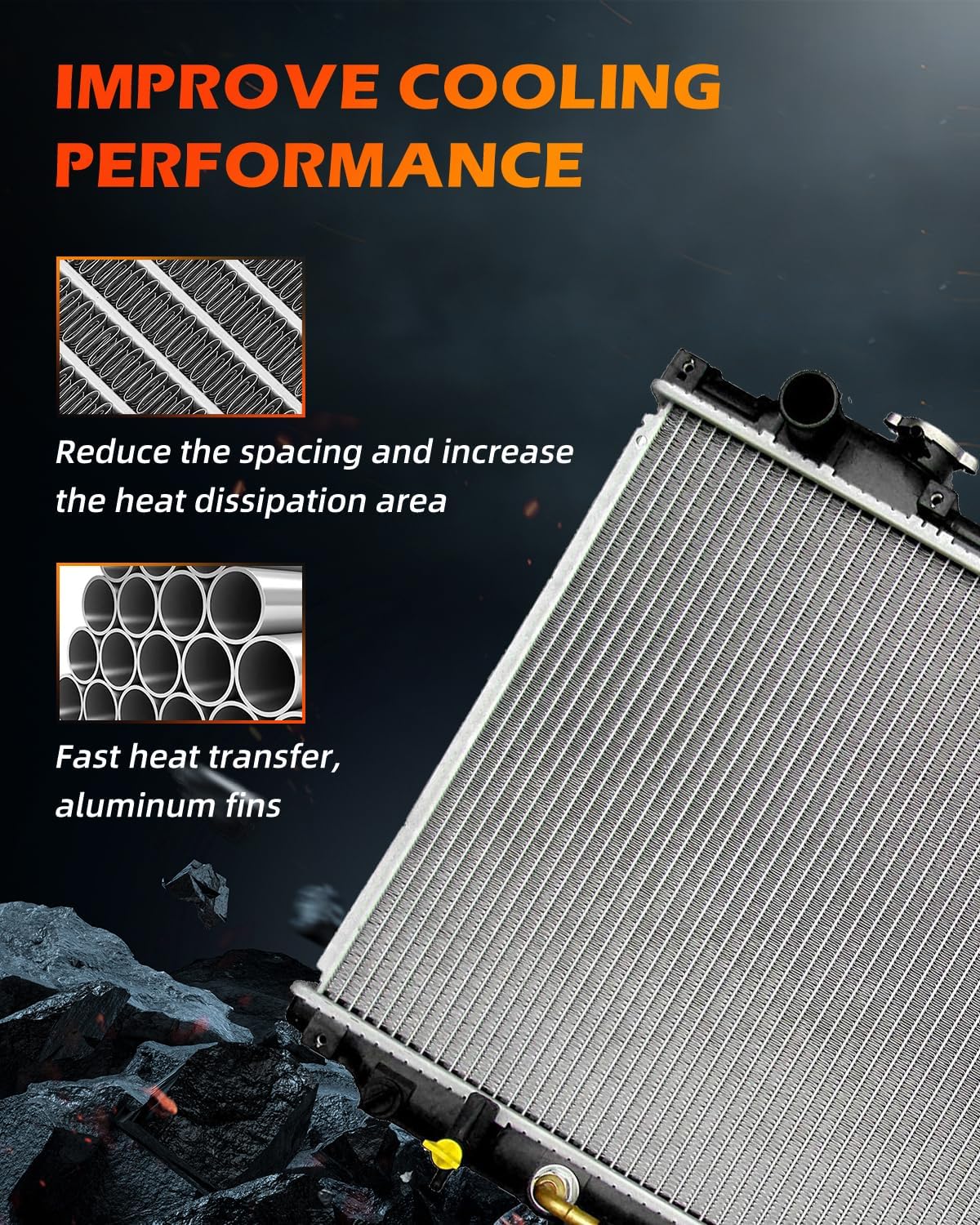 OCPTY 2222 Engine Coolant Radiator Compatible with 1998-2005 for Lexus GS300 3.0L,1998-2000 for Lexus GS400 4.0L Replace# 2222, CU2222, 8012222, 1640046570 Automotive Aluminum Core Radiator Assembly