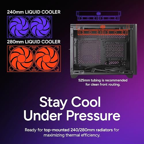 Cooler Master NR200P V2 Mini-ITX 18L PC Case, Top-Mount 240mm|280mm Liquid Cooler, 356mm Vertical Mounting 3.5-Slot GPU, Tempered |Vented Panel, USB 3.2 Gen 2x2 Type C (NR200PV2-KCNN-S00) - 6