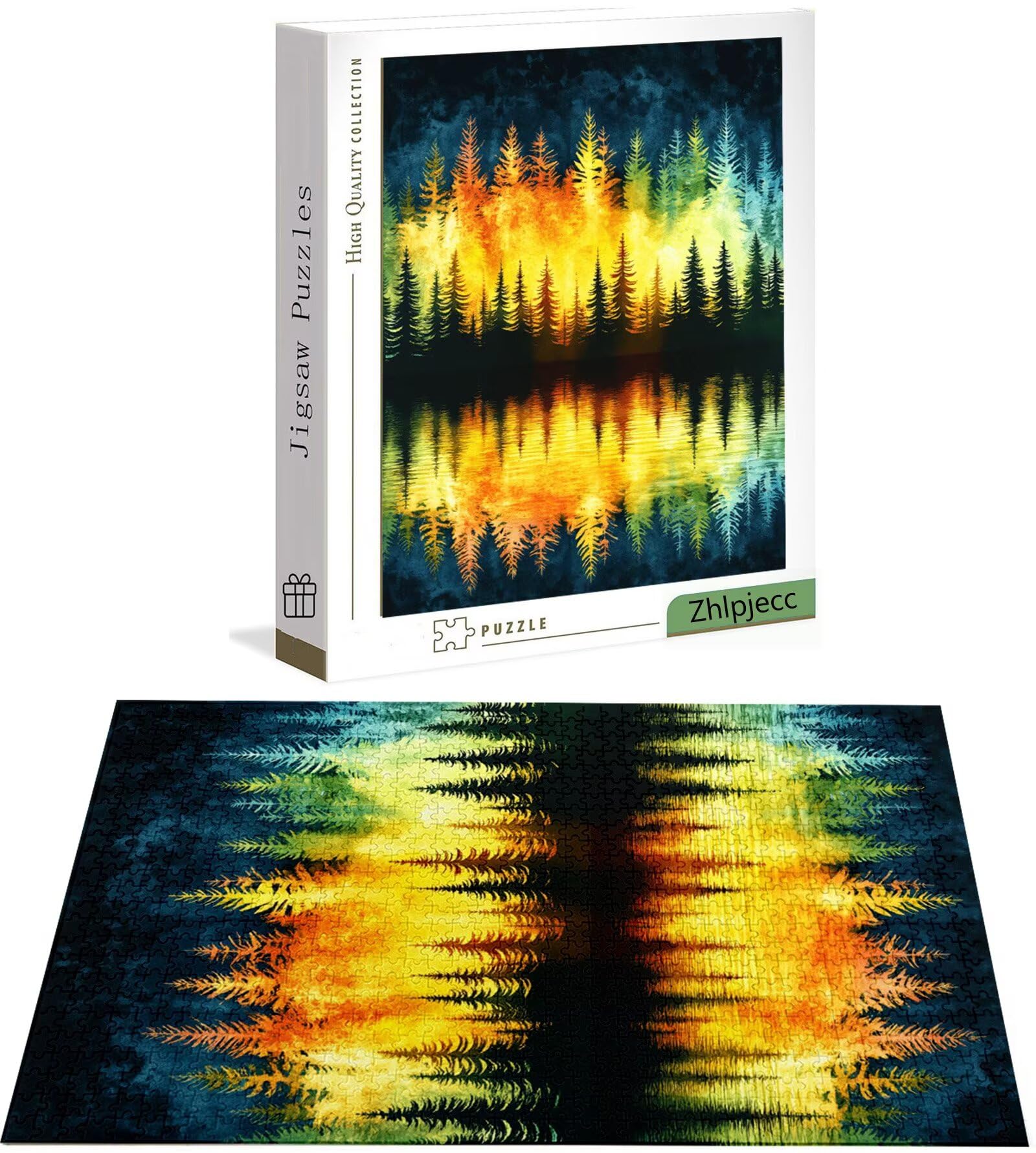 Puzzle 1500 sztuk Aurora, puzzle jezioro z pudełkiem dla dorosłych, 87x57 cm, DIY 1500 sztuk drewniane puzzle dla dorosłych, wyzwanie puzzle do dekoracji domu i ściany, prezent dla kobiet H-5403