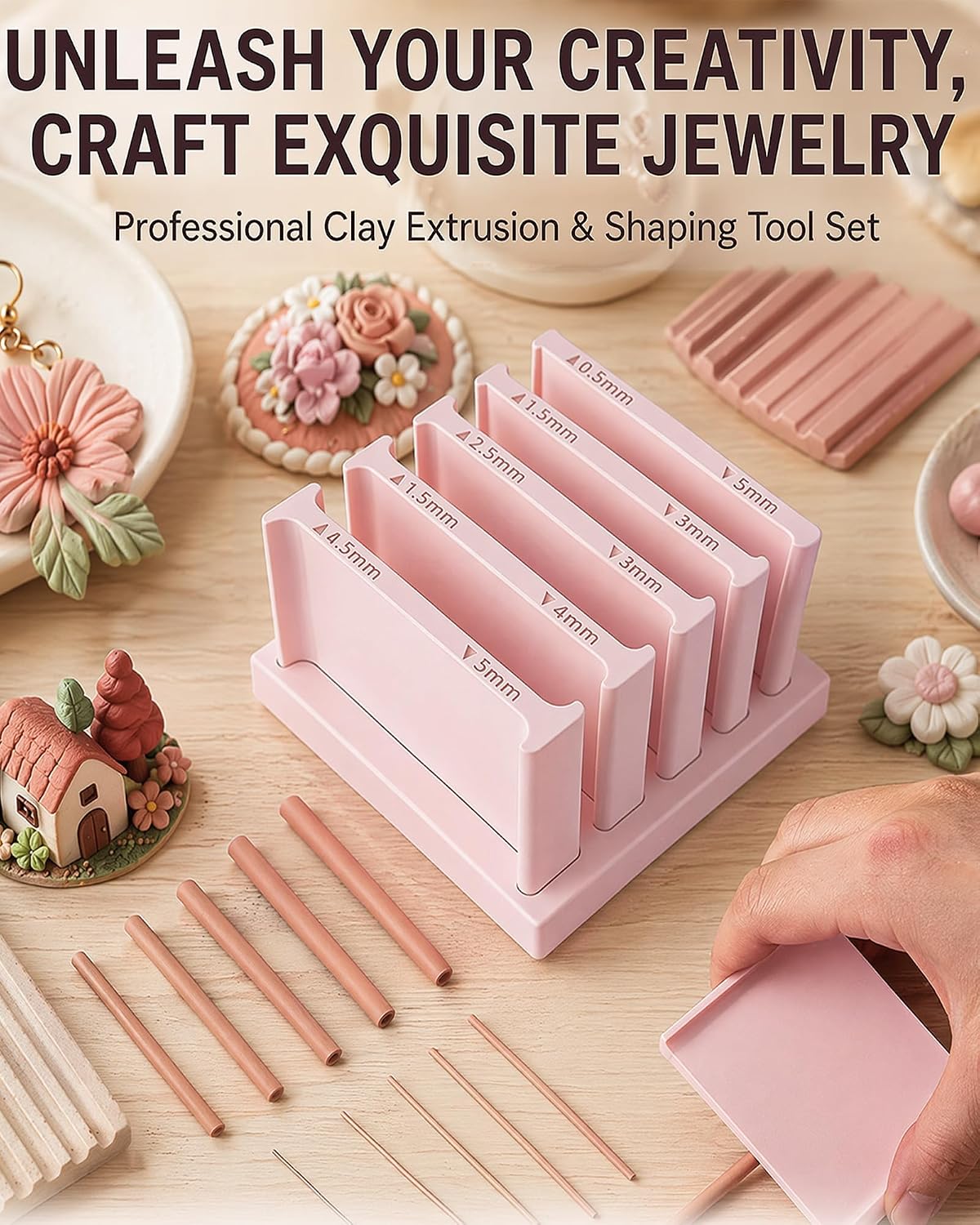 Polymer Clay Thickness String Roller Tool Set, Clay Rolling Guide