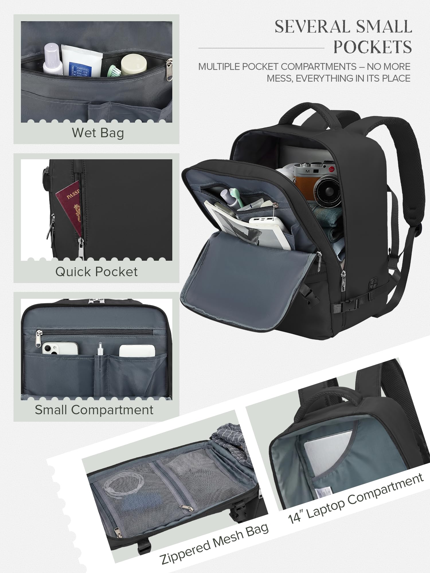 Hayayu Borse da Cabina per Ryanair 40x30x20 Bagaglio a Mano Zaino Borsa Zaino da Viaggio Il Sedile Zaini per Ryanair bagaglio a mano Borsa Cabina Viaggio Backpack Travel Casual Daypack