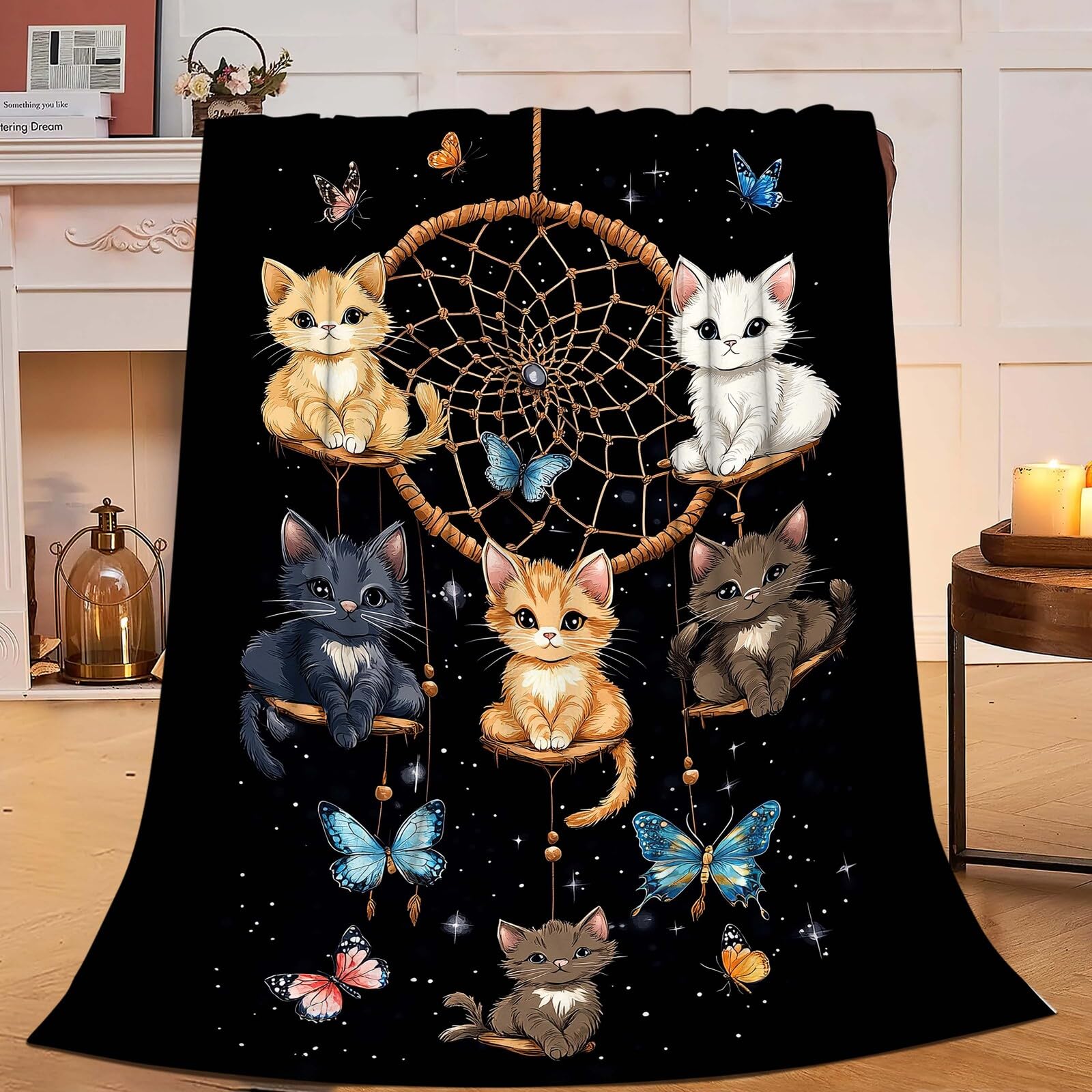 Cute Cat Throw Blanket Cat Gifts for Kids Girls Adults Women Soft Cozy Warm Plush Fluffy Fuzzy Fleece Blanket Home Decor 40''X50''