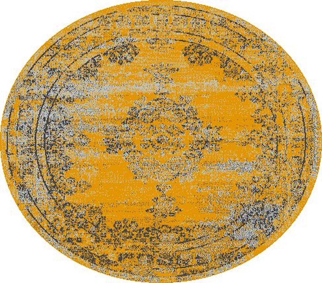 SrS Rugs® Luna Collection, Living Room Rug and Hallway Runner, with Soft Smooth 8mm Pile. Traditional Floral Design. 6 Colours, 6 Sizes (Vintage Gold, 160cm Round) — image 1
