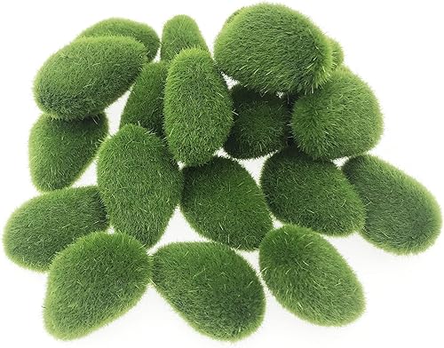 Vista 32 de Woohome 30 piezas de 3 tamaños de rocas artificiales de musgo decorativo, bolas de musgo verde, decoración de musgo falso para arreglos florales