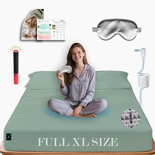 ALI KING Grounding Sábanas de tamaño matrimonial XL, algodón suave con fibra plateada, bolsillo profundo de 15 pulgadas para mejorar el sueño