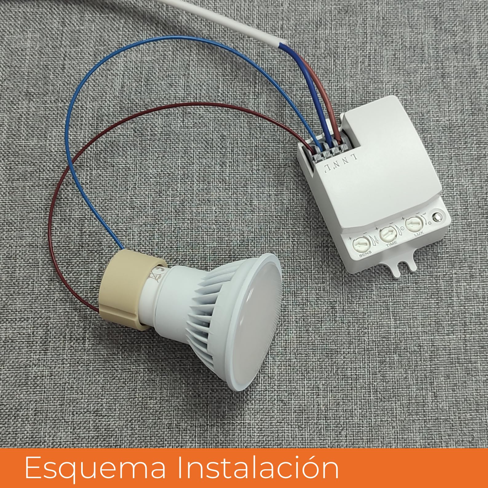 LED ATOMANT 5X Detector de Movimiento Radar HF 5.8GHz con Sensor Luminico | Alcance 10m, Sensor luminico regulable