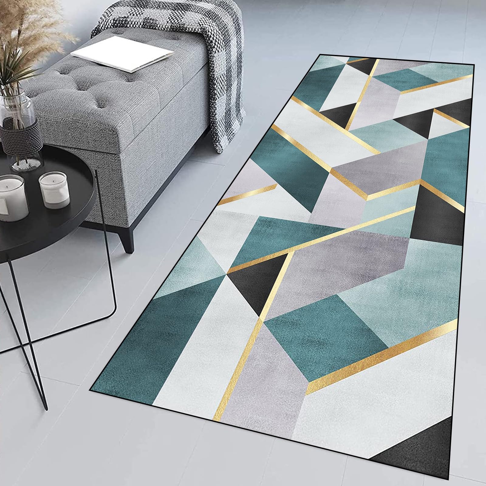 Alfombras de área largas modernas y abstractas de 55x370 cm con base antideslizante