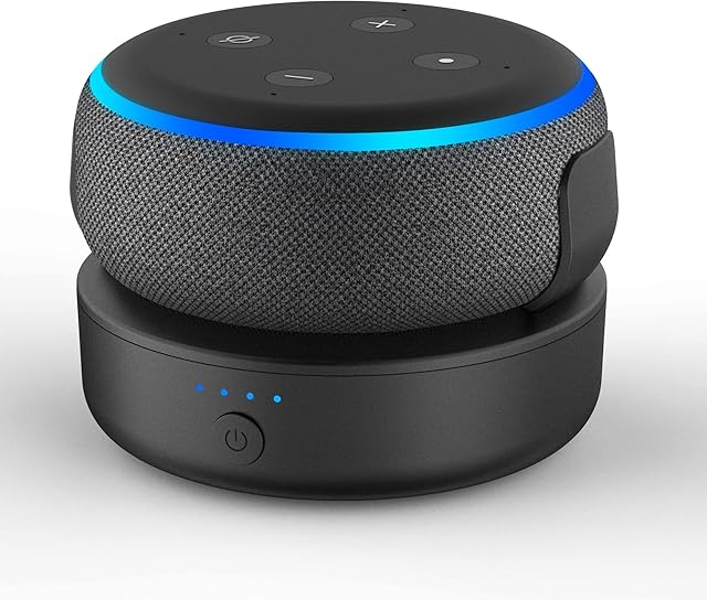 PlusAcc Battery Base for Dot 3rd Generation - Battery Portable Accessories Battery Dock with 9 Hours of Playback (Not Include Dot 3rd) (Black)