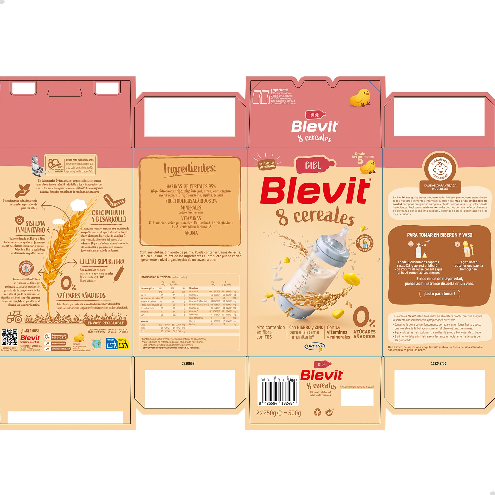 Blevit Bibe 8 Cereales | 500g | Papilla para Bebé desde los 5 Meses con 95% de Cereales - 14 Vitaminas y Minerales — view 8