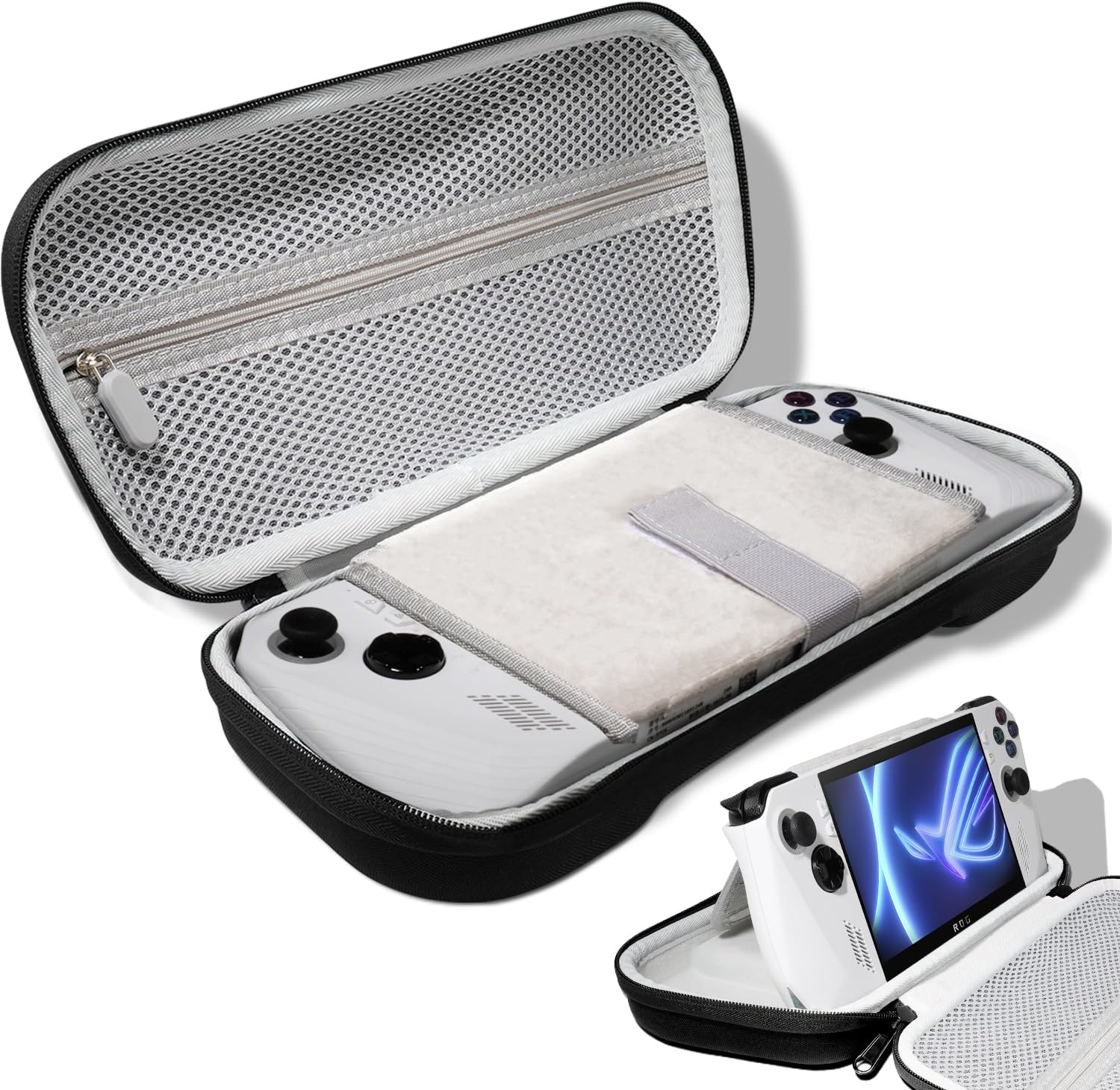 OPTOSLON Compact ROG Ally Carrying Case Compitable with ASUS ROG Ally X/ROG Ally Gaming Handheld and accessories, Hard Case for Travel and Storage[Black]