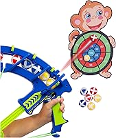 LittleJupiter Kids Crossbow & Sticky Ball Target Game - Safe Indoor Dart Board with Monkey Target & 6 Hook & Loop Balls for Boys Girls 6-12
