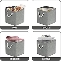 Vista 6 de Cesta de almacenamiento para organizar, contenedores organizadores plegables de tela grande con asa para estantes, juguetes, armario, ropa