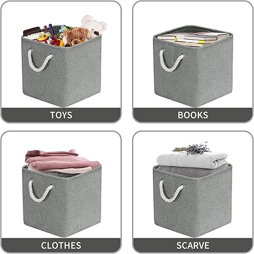 Miniatura 6 de Cesta de almacenamiento para organizar, contenedores organizadores plegables de tela grande con asa para estantes, juguetes, armario, ropa