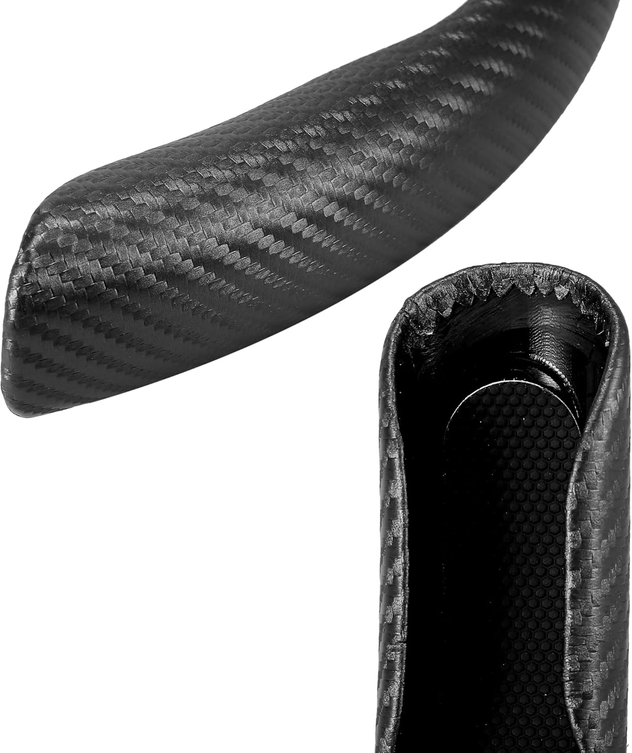 X AUTOHAUX Pair 38cm 15" Steering Wheel Cover with Two Section Carbon Fiber Pattern Universal Car Anti Slip Steering Wheel Cover Black