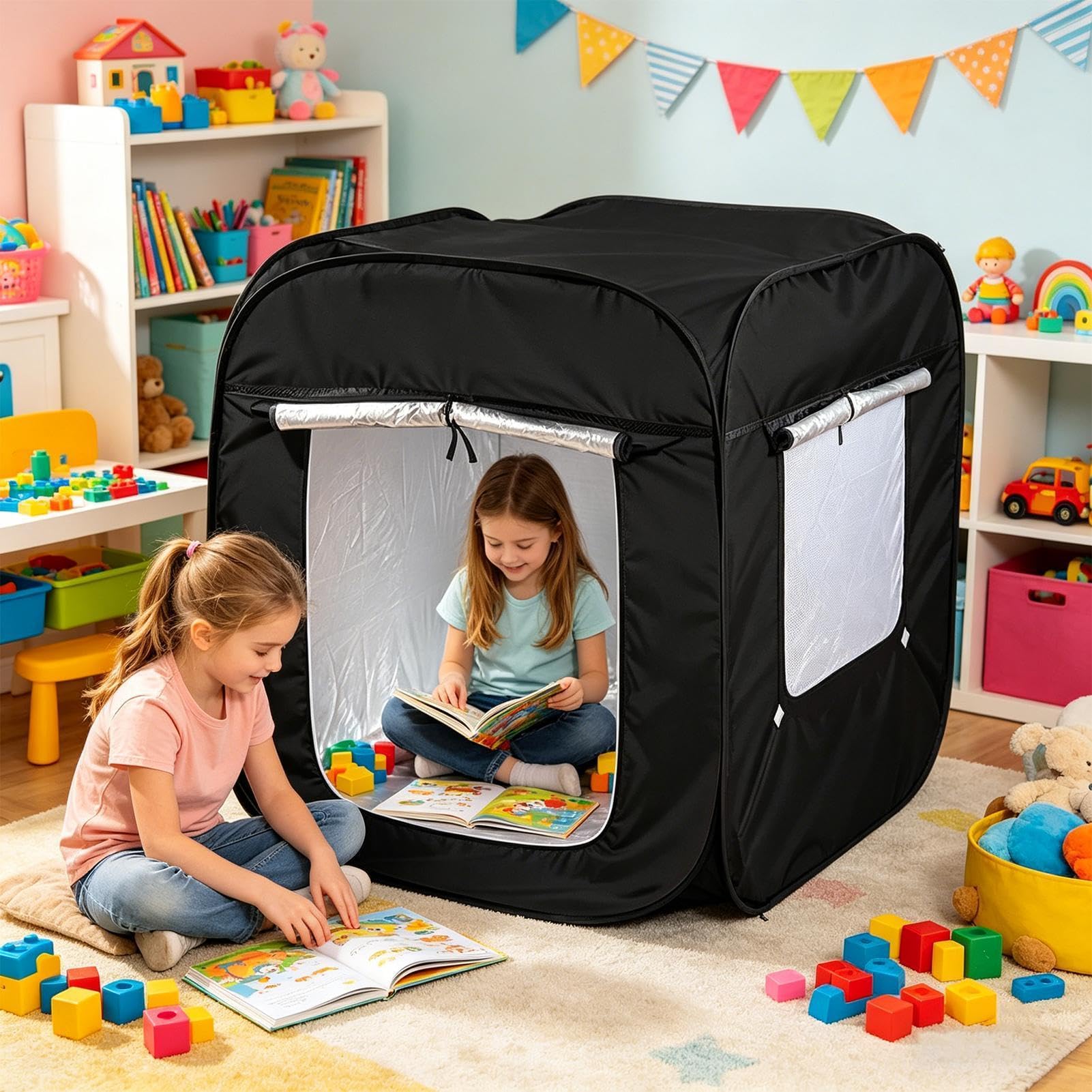 Kinder Pop-up Sensorik Wasserfestes Versteck mit | Großes Blackout Autismus- Geeignet für Kinder und Zimmer, Zuhause Hinterhof Camping Outdoor Reisen und Lesen Lernen