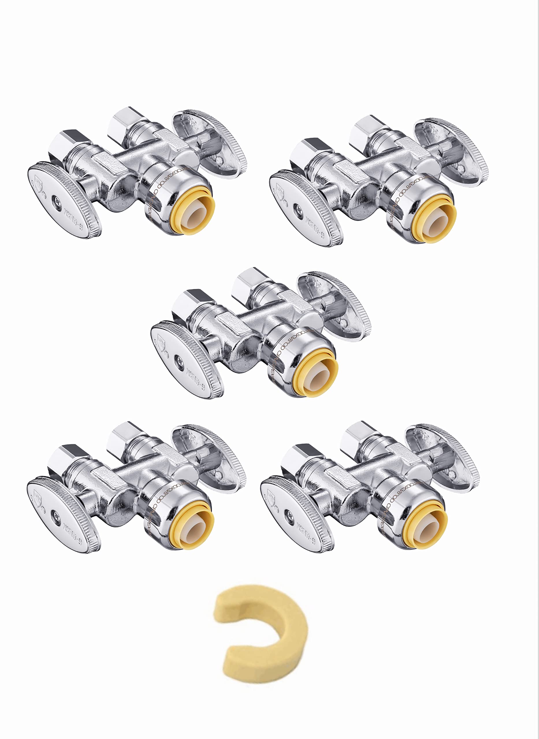 5Pcs EFIELD 1/2"Push x Dual 3/8"OD Straight Stop Valve(PF-VALVE039-5)