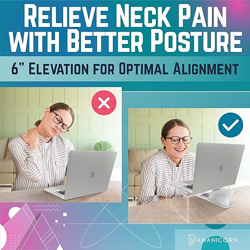 Miniatura 5 de Soporte acrílico para computadora portátil para escritorio, cama y mesas auxiliares con soporte desmontable para teléfono compatible con MacBook Pro