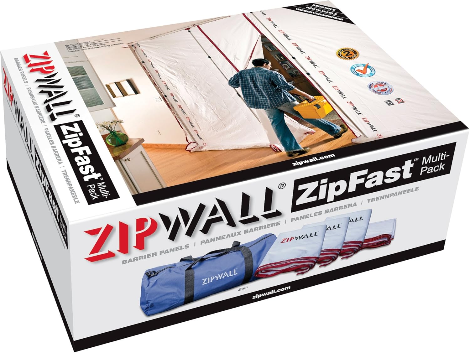 ZipWall ZipFast Reusable Barrier Panels for Dust Barriers, Multi Size