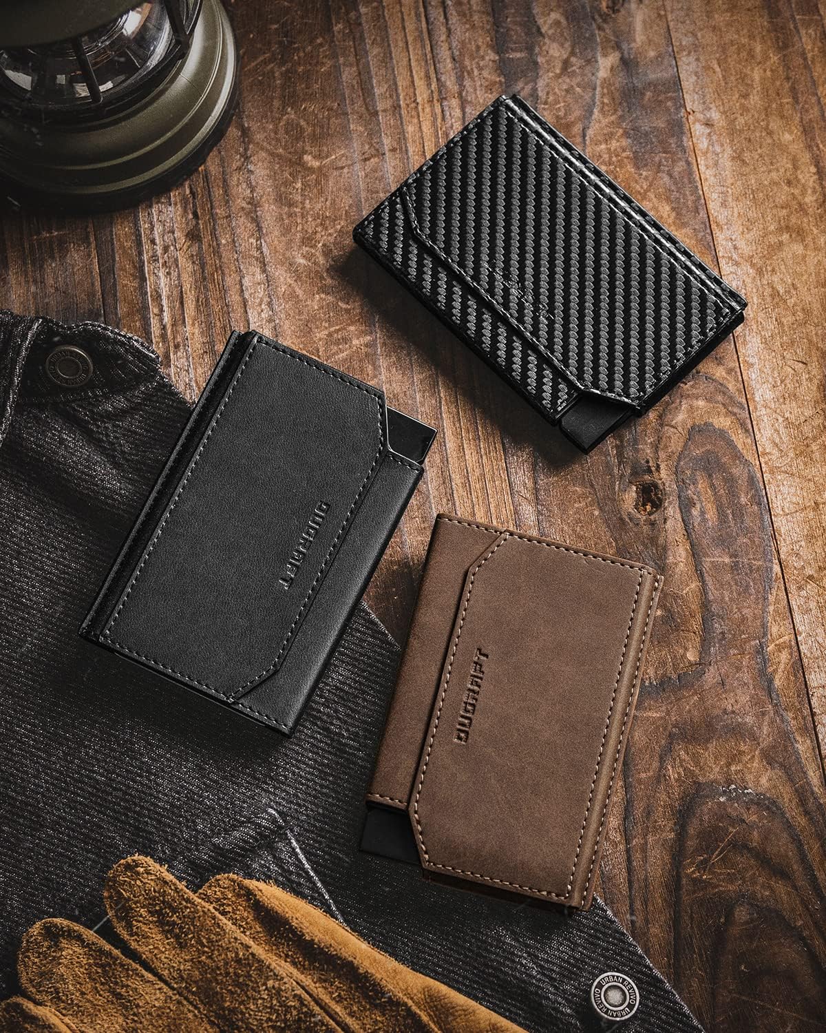 DUGRAFT Pop up Wallet with ID window Minimalist Cash Wallets RFID Blocking Slim Leather Smart Credit Card Holder for Men Women