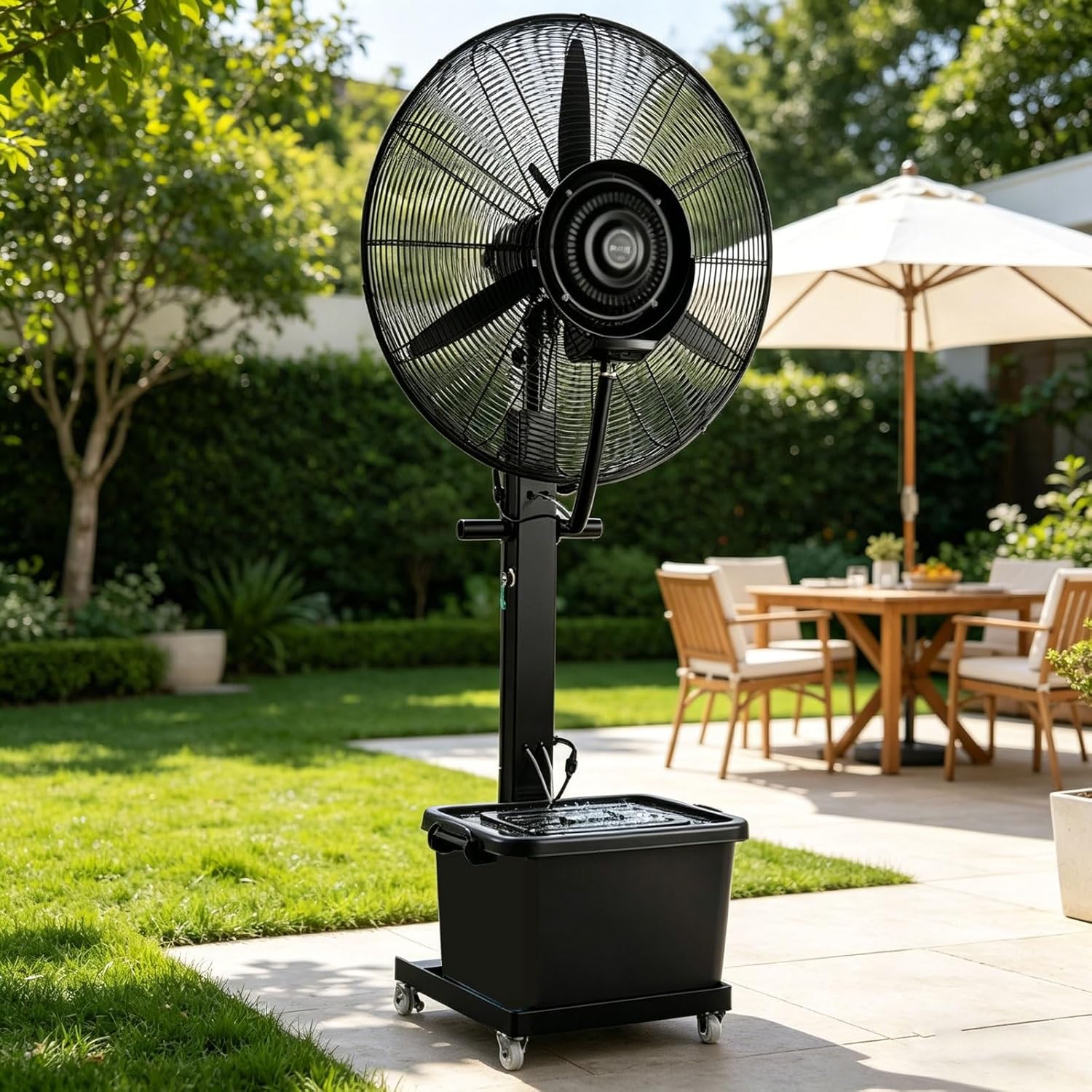 28/32 Inch Outdoor Misting Fan Industrial Pedestal Fan Portable 3 Cooling Speeds Moving Outdoor Adjustable Height For Warehouse,Workshop, Factory And Basement(28in/71cm)