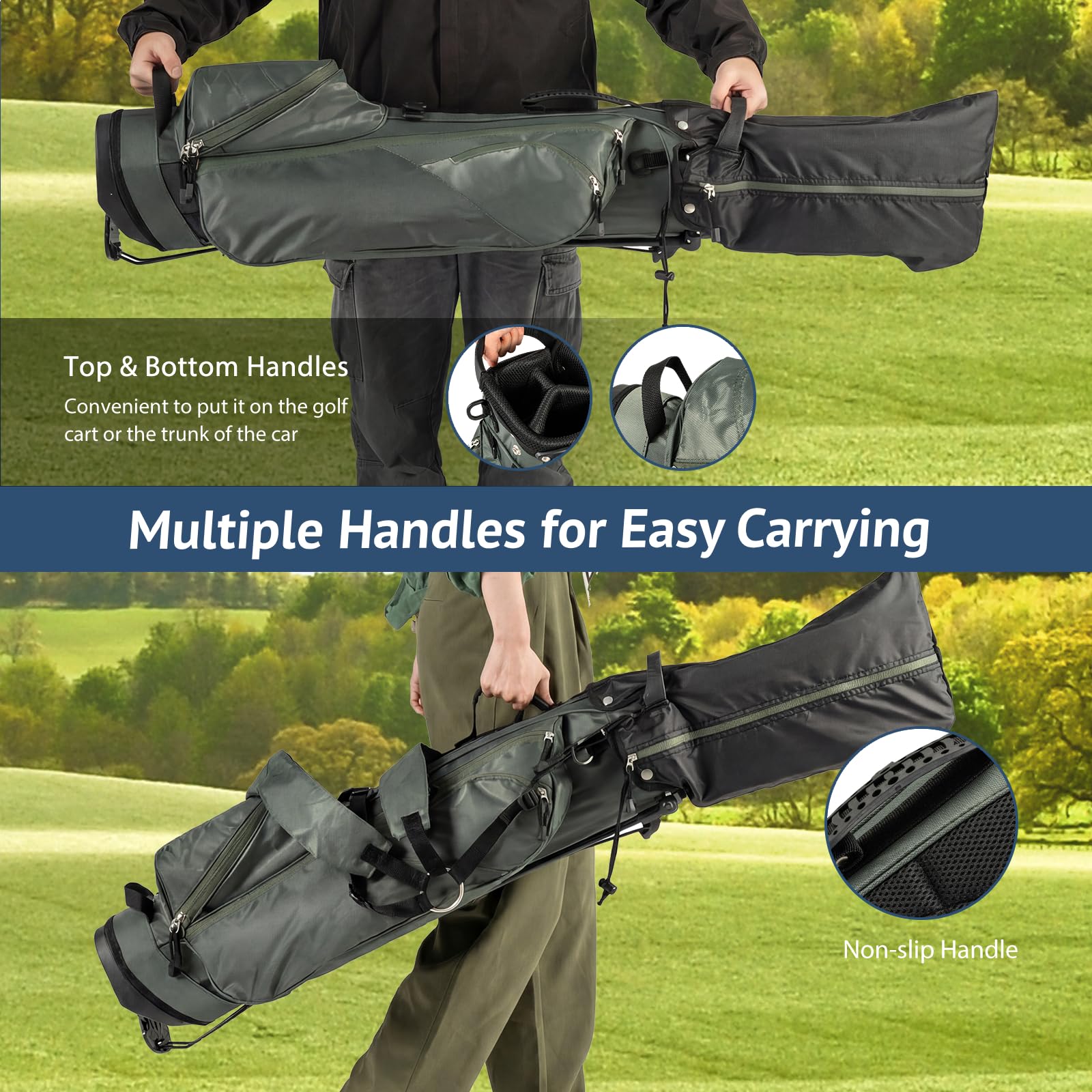 GYMAX Borsa da golf professionale, con divisore a 4 vie, 4 tasche portaoggetti e tracolla regolabile, borsa da golf impermeabile per uomini e donne