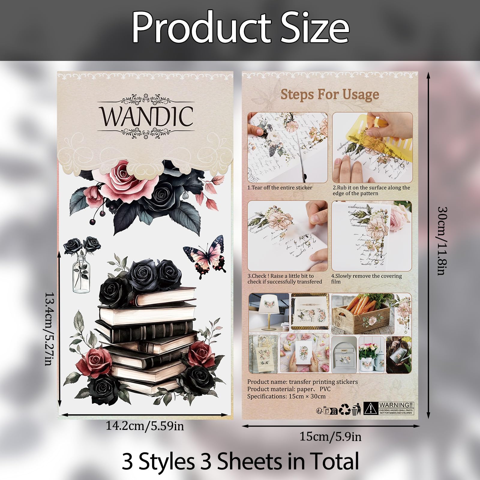 2Sheets/lot Vintage Figure Paper Stickers Rub On Stickers Set For Scrapbooking
