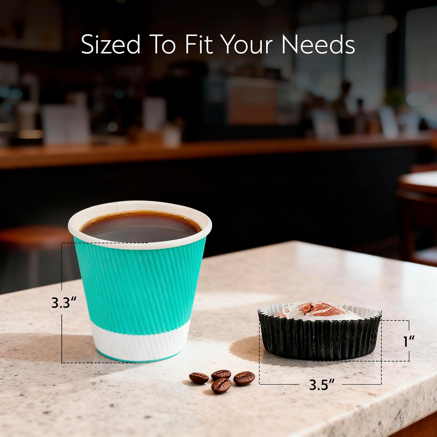 Restaurantware Paper Baking Cups 200 Count 4 Ounce Paper Greaseproof Muffin Liners, 3.5 Inches Disposable Baking Cups Ridged Design Black Round for Oven and Freezer Use