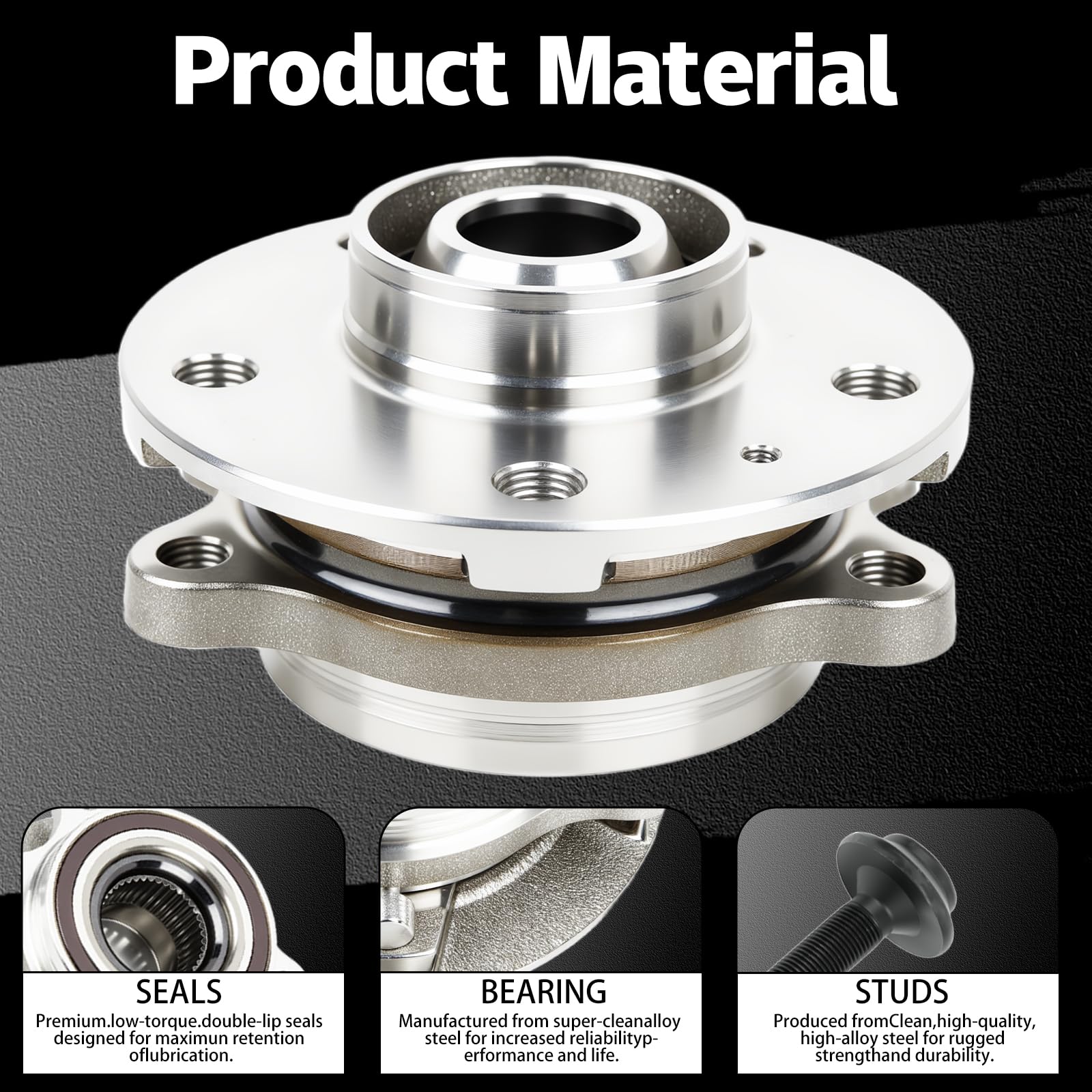 2Pcs Front Wheel Hub and Bearing Assembly Compatible with Audi A4 /Q5 2009-2015, A5 2010-2014, A6 2012-2015, S4 2010-2015, S5 2008-2015, #4H0498625 4H0498625A 4H0498625B - 5