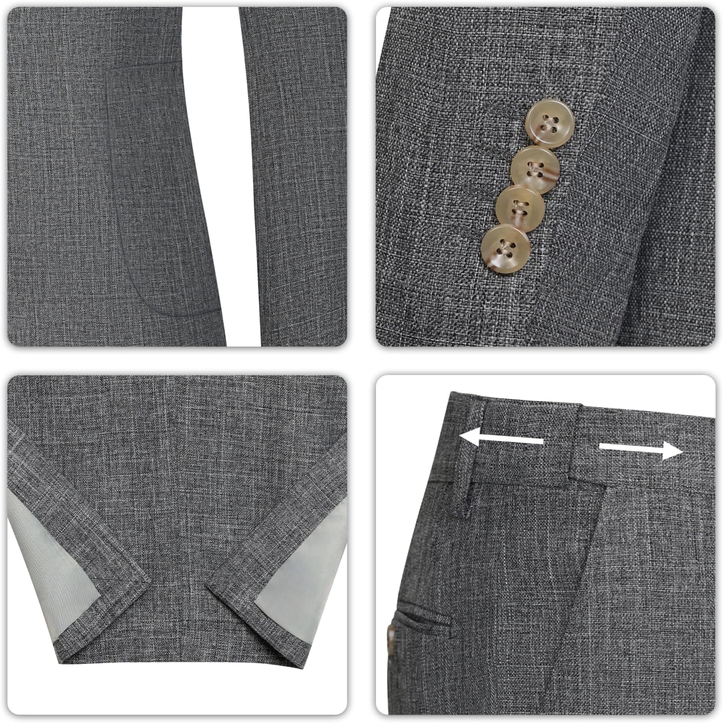 Men's Suit Slim Fit 2 Piece Suits for Wedding Prom Casual Suit Jacket Pants Lightweight Tuxedo Suits - Image 6