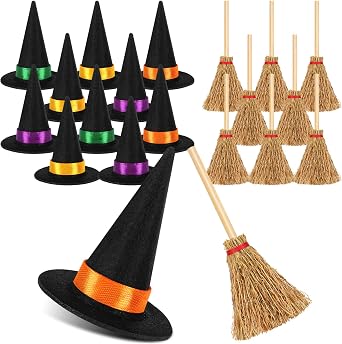 Mini Witch Hat, 16/32 Pcs Colour Witch Hats for Crafts Halloween Party Decoration Supplies