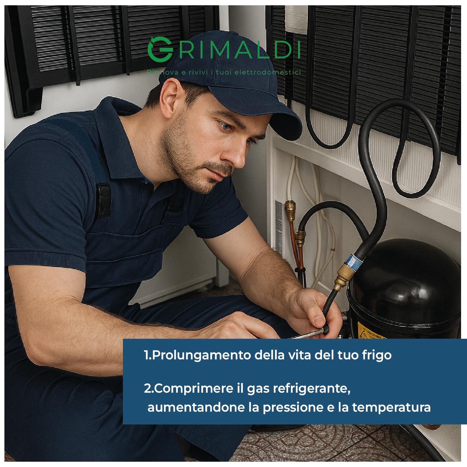 G GRIMALDI Compressore GLY45AAa 1/8 HP 109W R134a 220-240V 50Hz gas R1234yf LBP statico RSIR