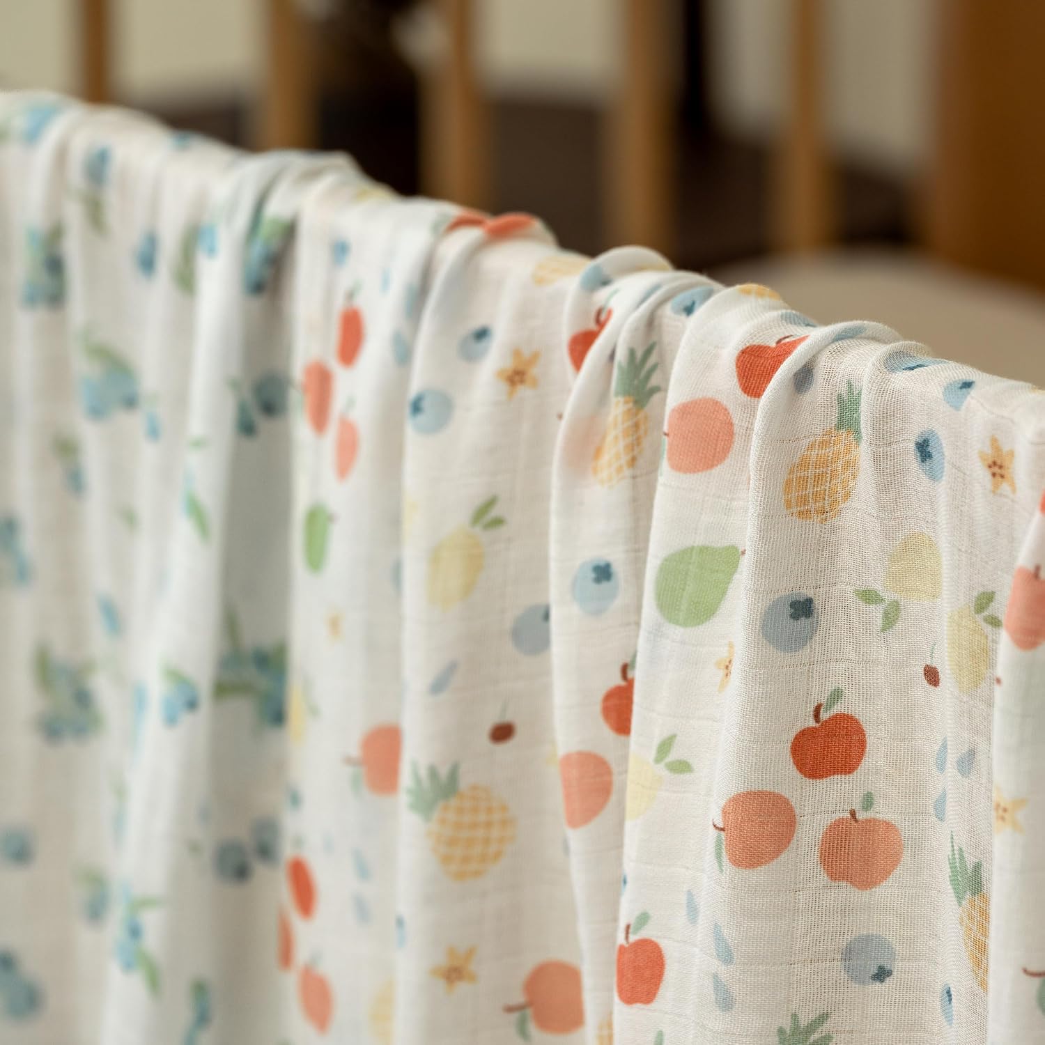 GLLQUEN BABY Receiving Blanket Boy Cotton Muslin Swaddle Blankets Girl Newborn Squares Breathable & Soft Thin Baby Blankets Cloths Double Absorbent Infant Swaddling Wrap - 6 Pack (Azure Berry Dream)
