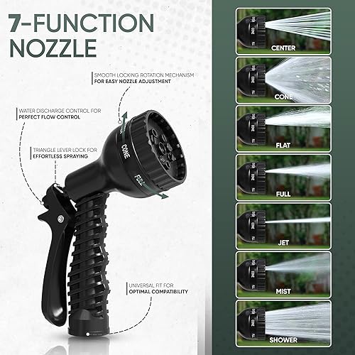 Miniatura 5 de UPKEAP Manguera de jardín resistente de 75 pies, manguera de agua de acero inoxidable con boquilla de 7 funciones, gancho para colgar y bolsa de